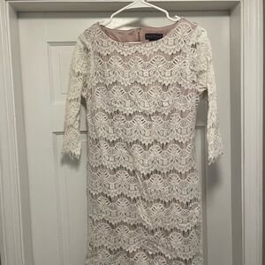 Jessica Howard Lace Long Sleeve Dress in Cream